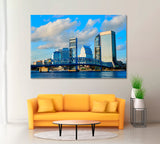 Jacksonville Florida Usa Downtown Skyline Canvas Print ArtLexy 1 Panel 24"x16" inches 