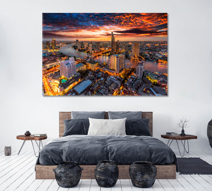 Bangkok at Night Canvas Print ArtLexy 1 Panel 24"x16" inches 