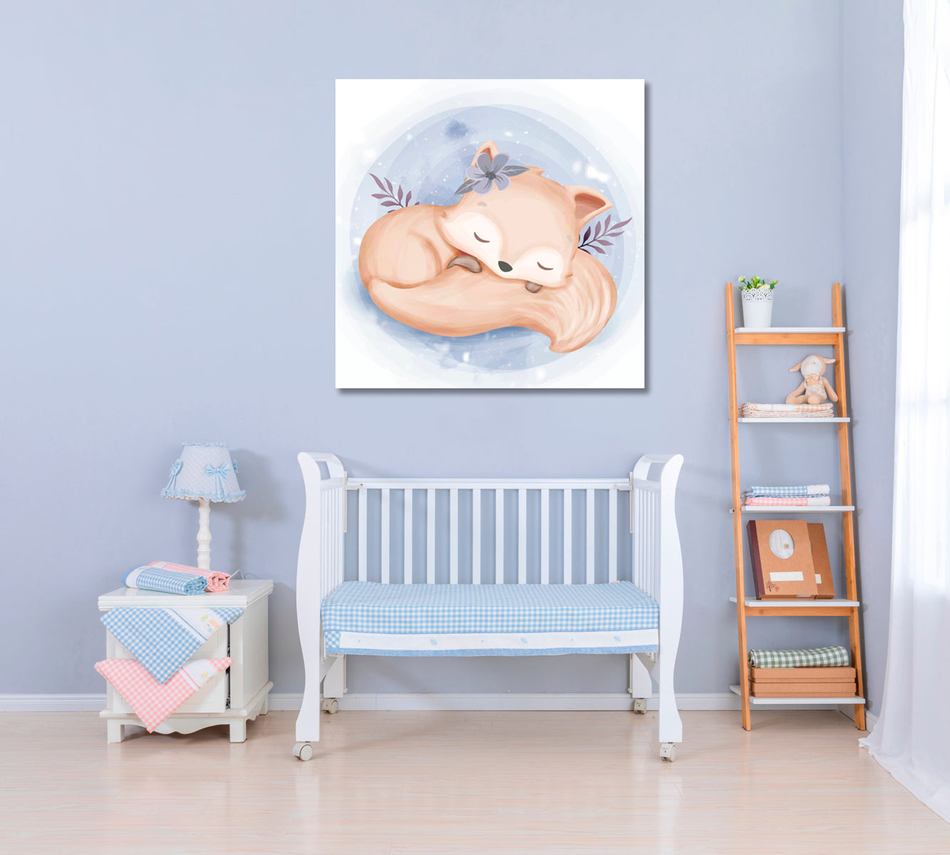 Sleeping Baby Fox Canvas Print ArtLexy 1 Panel 12"x12" inches 