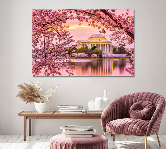 Jefferson Memorial Washington in Spring Canvas Print ArtLexy 1 Panel 24"x16" inches 