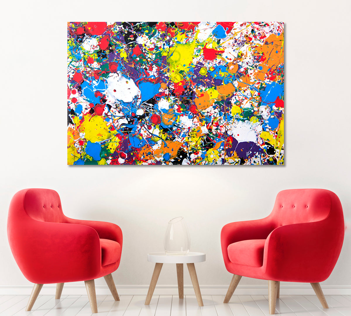 Colorful Abstract Splashes Canvas Print ArtLexy 1 Panel 24"x16" inches 