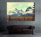 Canadian Mountains on Foggy Day Canvas Print ArtLexy 1 Panel 24"x16" inches 