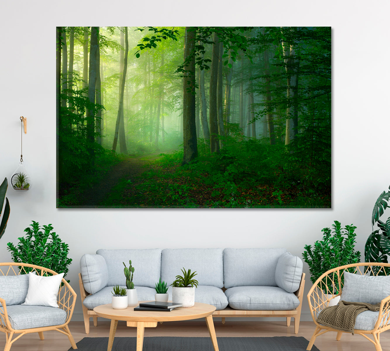 Foggy Forest in Morning Canvas Print ArtLexy 1 Panel 24"x16" inches 