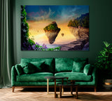 Floating Island with Magic Castle Canvas Print ArtLexy 1 Panel 24"x16" inches 