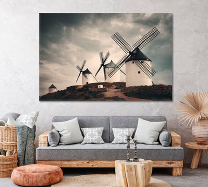 Windmills in Consuegra Spain Canvas Print ArtLexy 1 Panel 24"x16" inches 