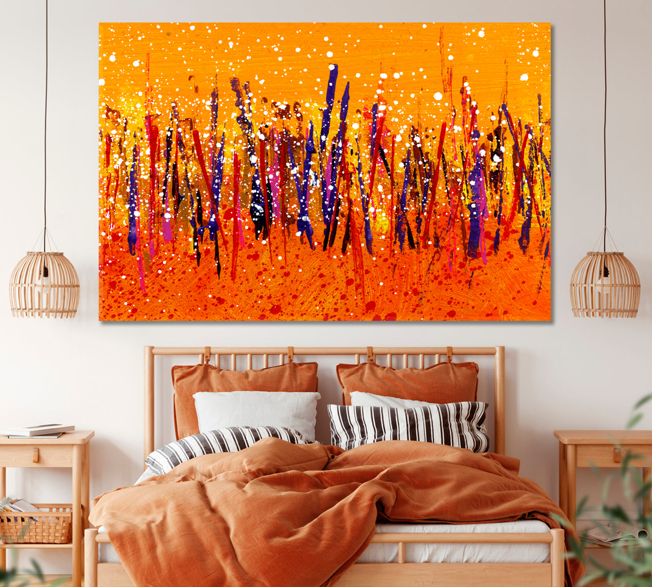 Abstract Vivid Brush Strokes Composition Canvas Print ArtLexy 1 Panel 24"x16" inches 