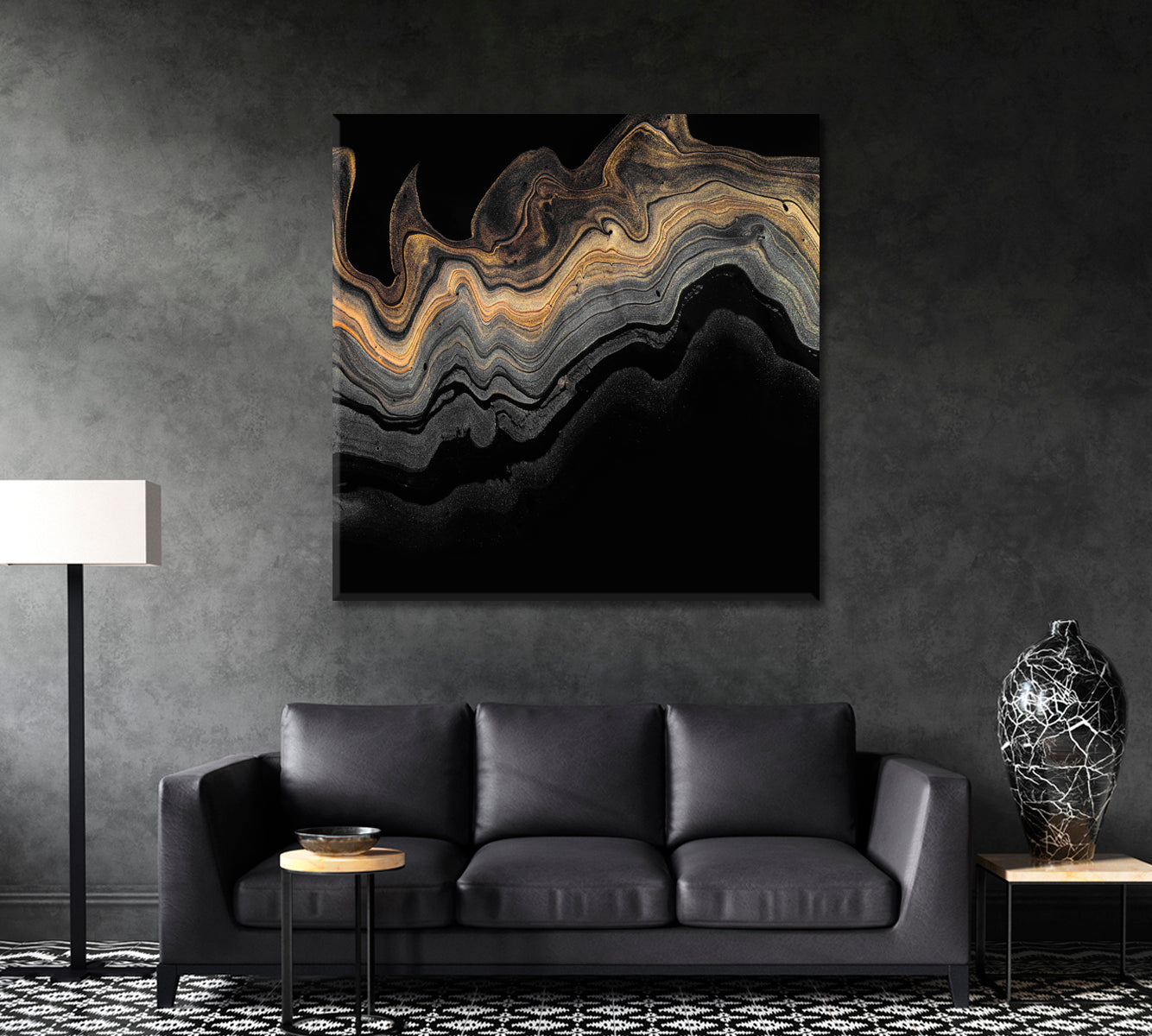 Abstract Golden Marble Waves Canvas Print ArtLexy   