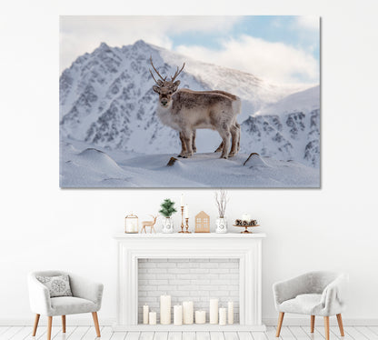 Reindeers in Spitsbergen Canvas Print ArtLexy 1 Panel 24"x16" inches 