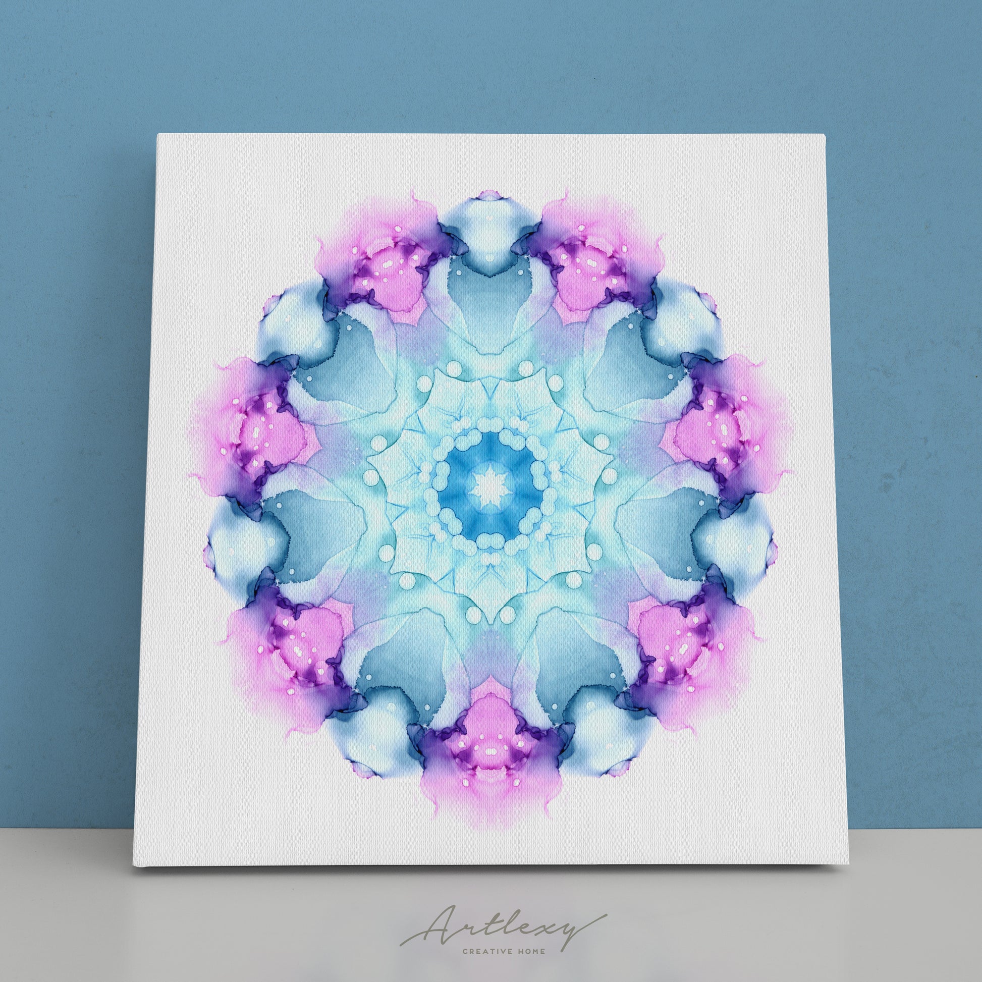 Abstract Blue Kaleidoscope Pattern Canvas Print ArtLexy   