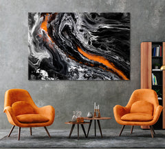 Abstract Liquid Acrylic Black Pattern Canvas Print ArtLexy 1 Panel 24"x16" inches 