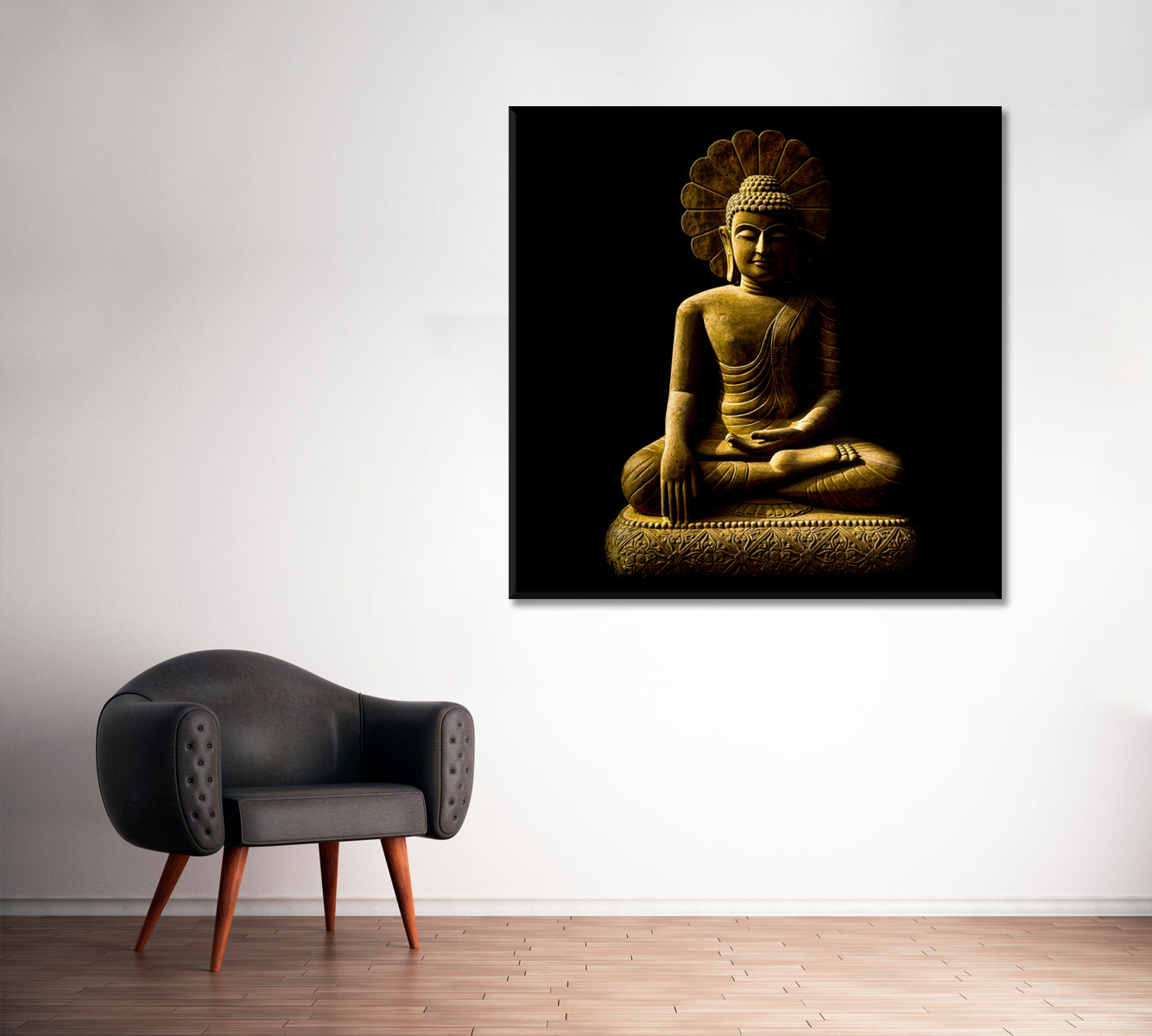 Statue of Meditating Buddha Canvas Print ArtLexy   