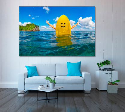 Surfer with Yellow Surfboard Canvas Print ArtLexy   