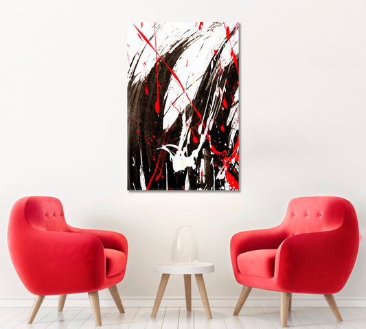 Abstract Psychedelic Black and Red Pattern Canvas Print ArtLexy 1 Panel 16"x24" inches 