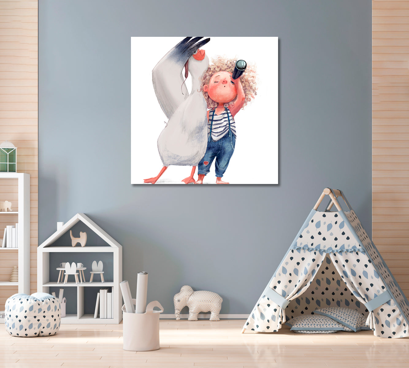 Friends Gull with Girl Canvas Print ArtLexy   