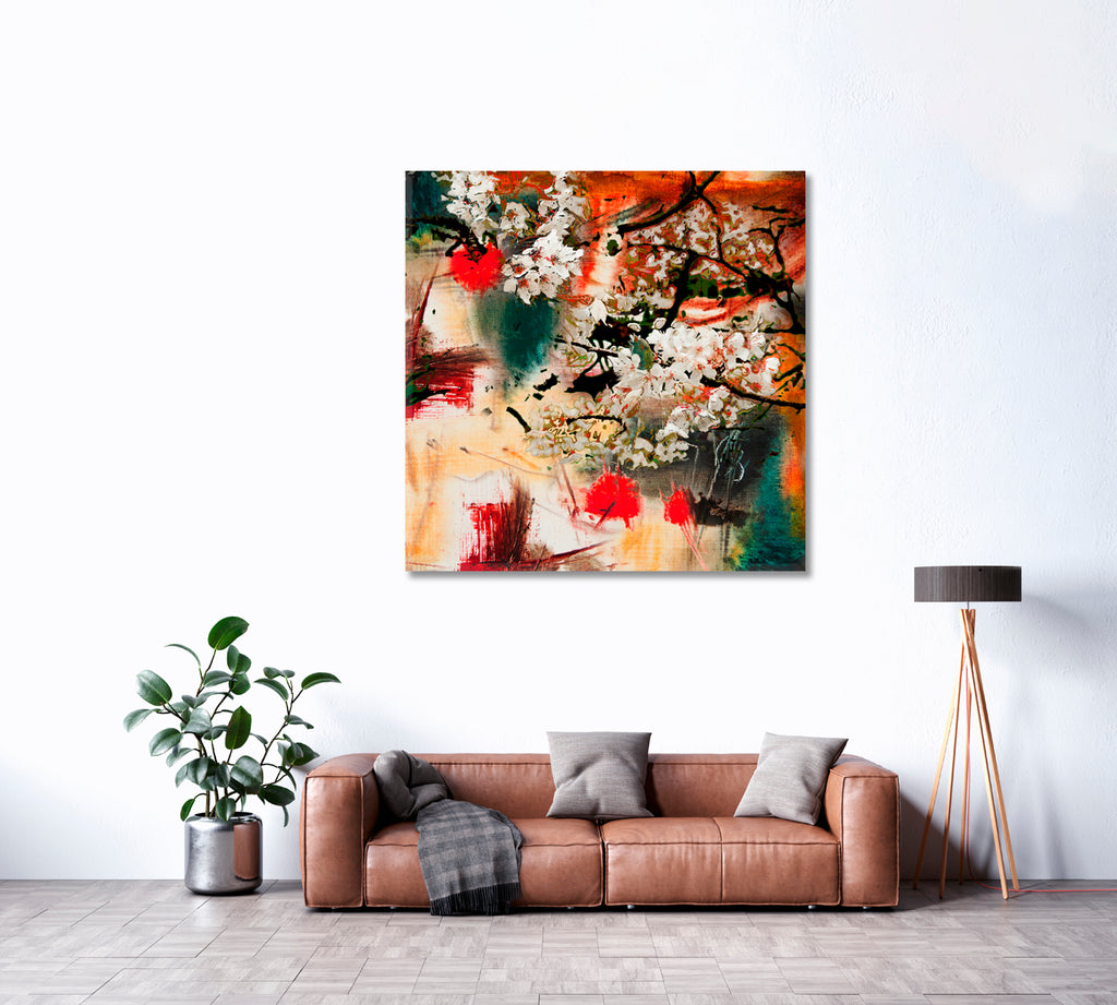 Abstract Spring Flowers Canvas Print ArtLexy 1 Panel 12"x12" inches 