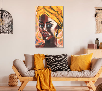 African Woman in Turban Canvas Print ArtLexy   