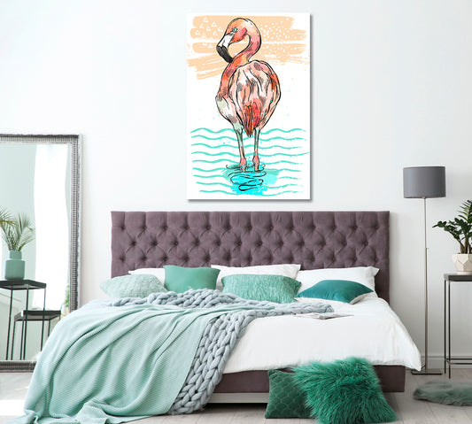 Pink Flamingo Canvas Print ArtLexy 1 Panel 16"x24" inches 