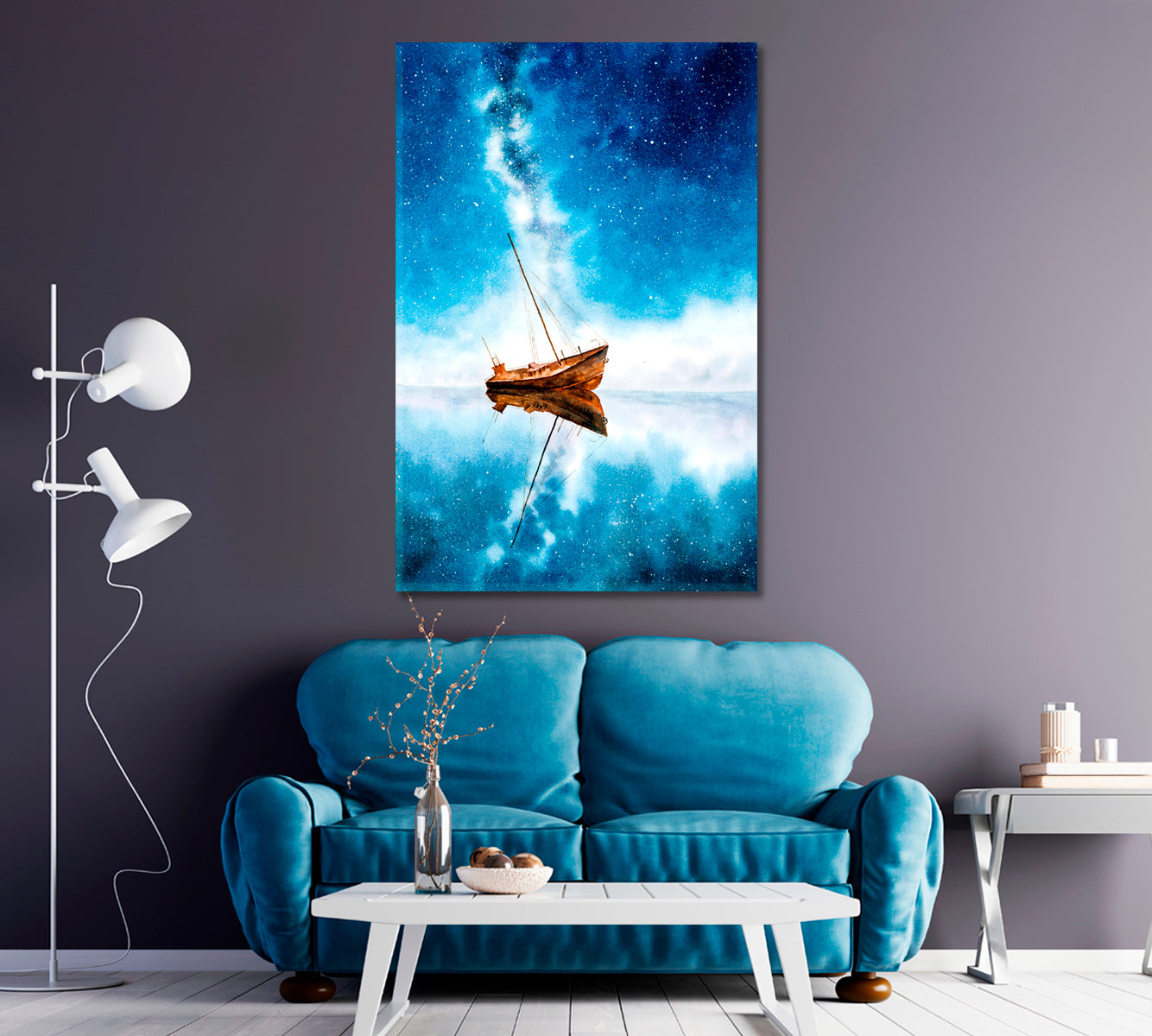 Abandoned Ship with Milky Way Canvas Print ArtLexy   