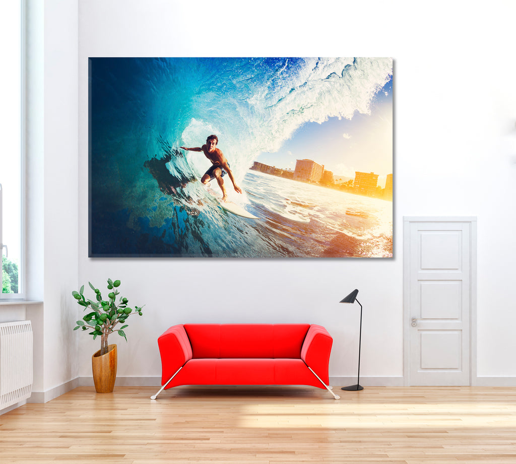 Surfer on Ocean Wave Canvas Print ArtLexy   