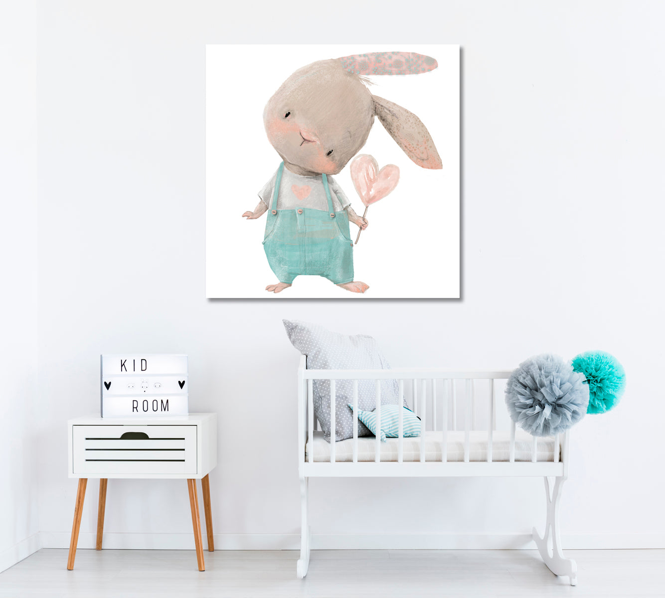Bunny with Heart Canvas Print ArtLexy 1 Panel 12"x12" inches 