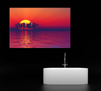 Tropical Island Sunset Canvas Print ArtLexy 1 Panel 24"x16" inches 