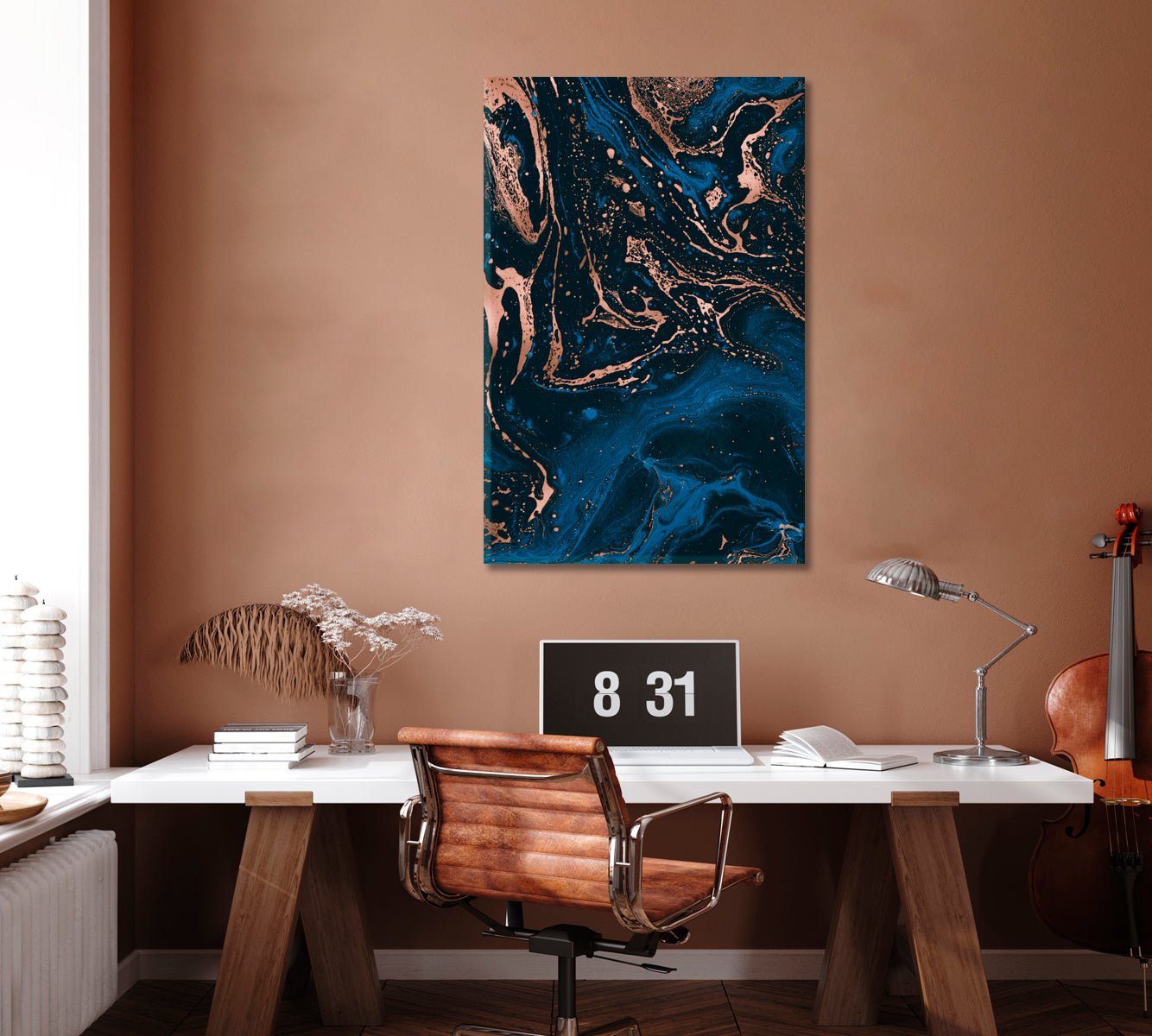 Abstract Blue Marble Canvas Print ArtLexy 1 Panel 16"x24" inches 
