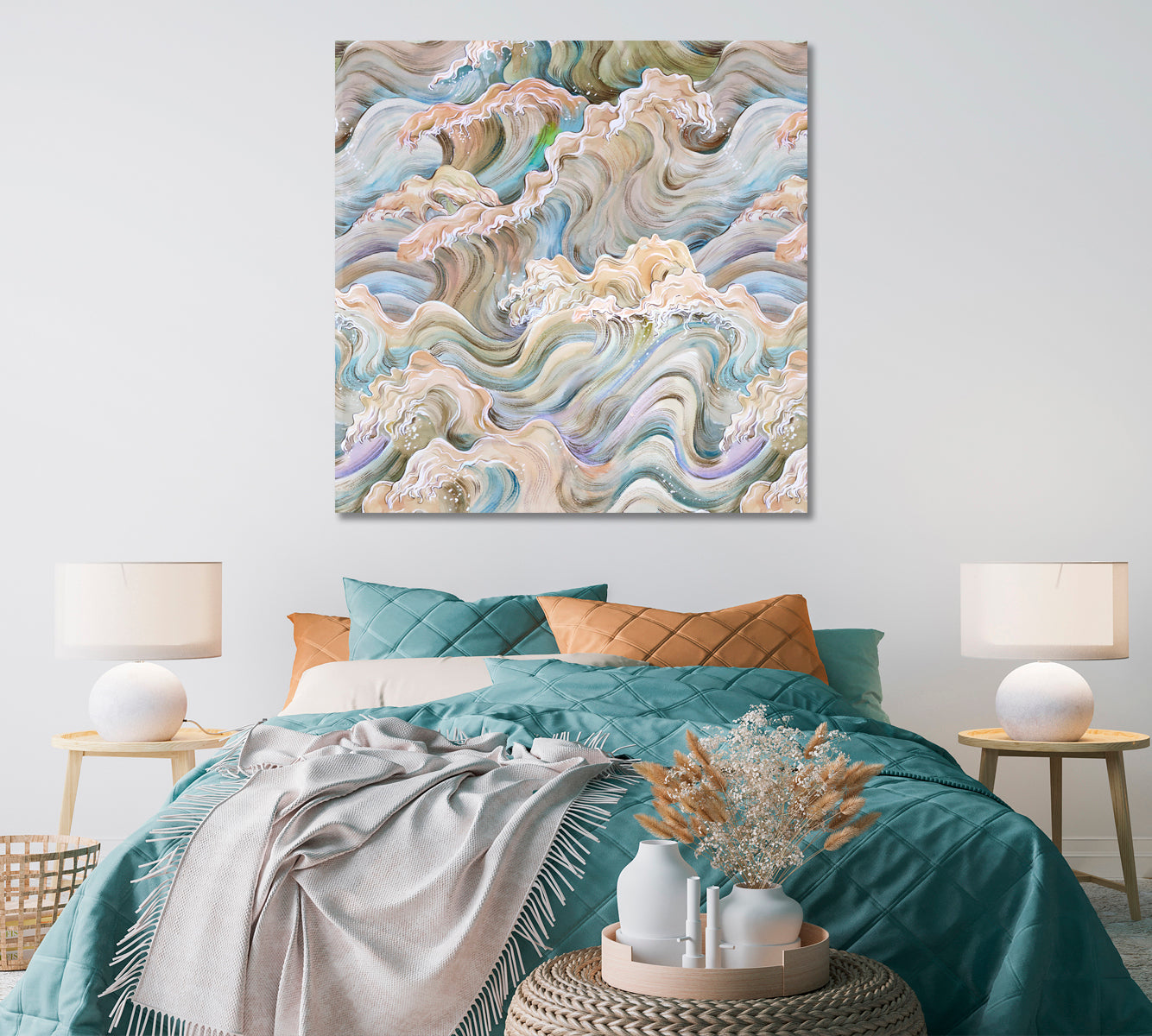Abstract Creative Sea Waves Canvas Print ArtLexy 1 Panel 12"x12" inches 