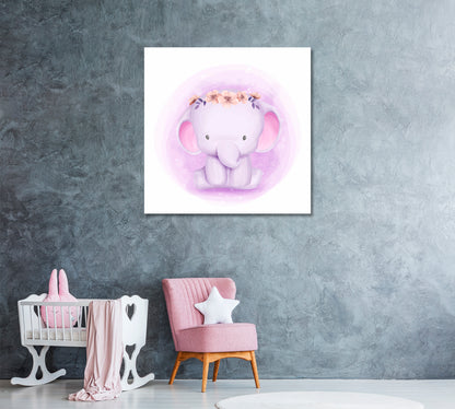 Baby Elephant Girl Canvas Print ArtLexy   