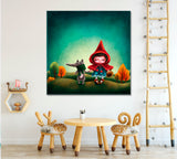 Little Red Riding Hood and Wolf Canvas Print ArtLexy 1 Panel 12"x12" inches 