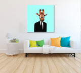 Modern Funny Art Giraffe in Suit Canvas Print ArtLexy 1 Panel 12"x12" inches 
