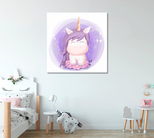 Baby Unicorn Canvas Print ArtLexy 1 Panel 12"x12" inches 