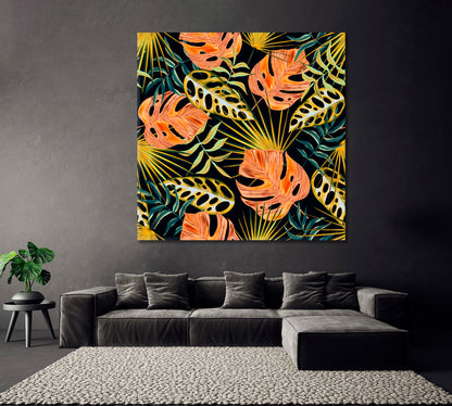Tropical Leaves and Flowers Canvas Print ArtLexy   