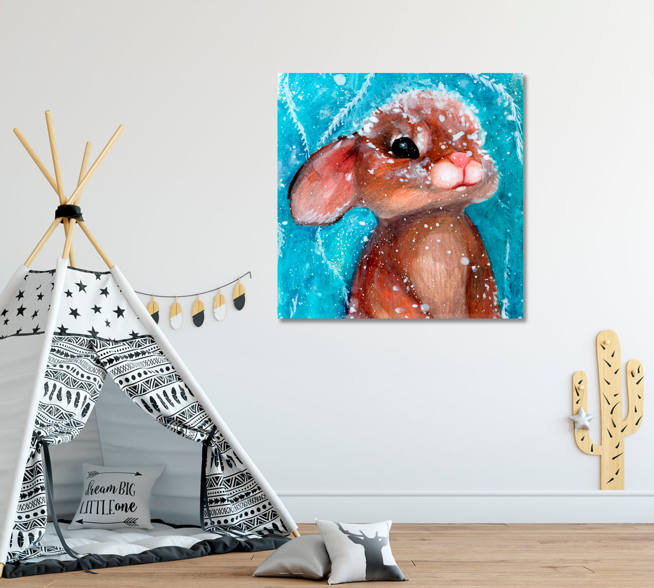 Cute Bunny in Snow Canvas Print ArtLexy   
