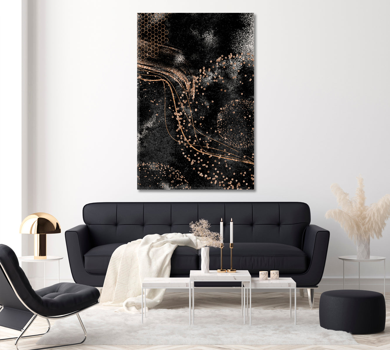Abstract Luxury Black & Gold Splash Canvas Print ArtLexy   