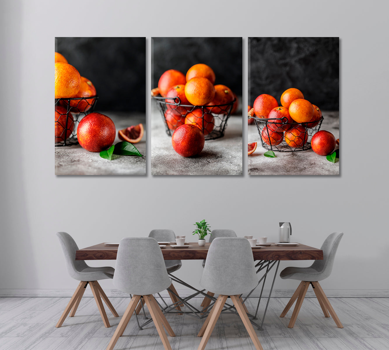 Set of 3 Red Oranges Canvas Print ArtLexy 3 Panels 48”x24” inches 