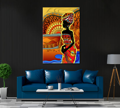 Abstract African Woman Silhouette Canvas Print ArtLexy   