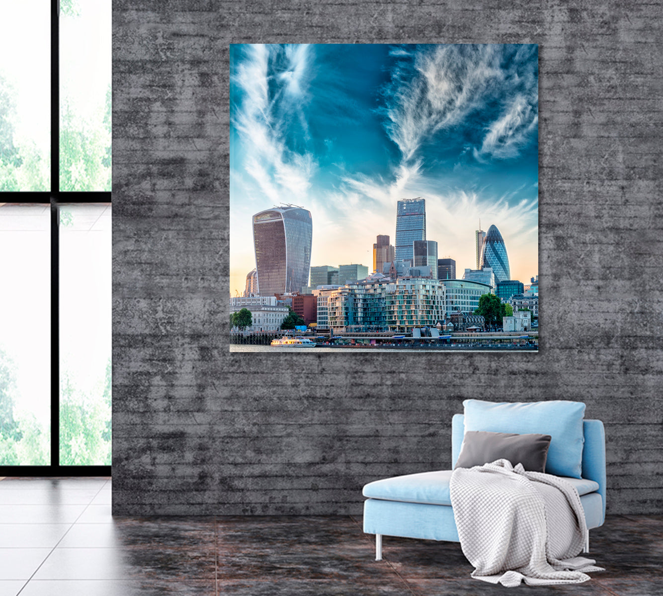 City of London Skyline Canvas Print ArtLexy 1 Panel 12"x12" inches 