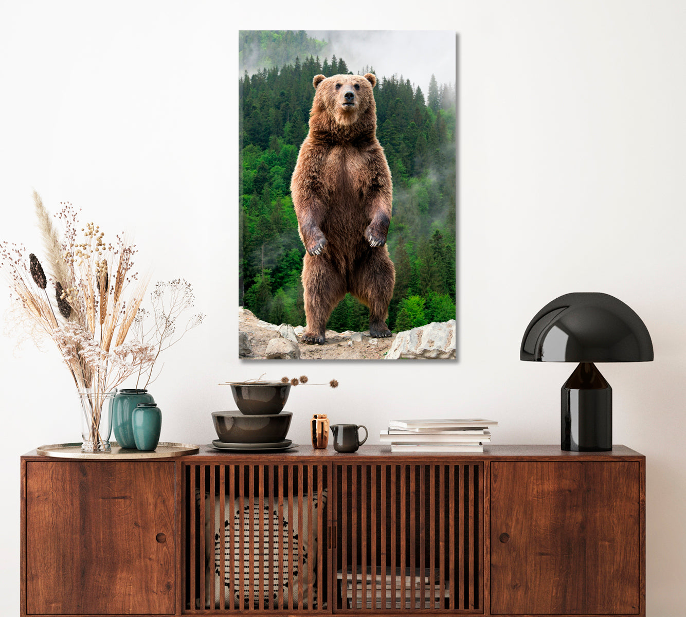 Brown Bear in Forest Canvas Print ArtLexy 1 Panel 16"x24" inches 