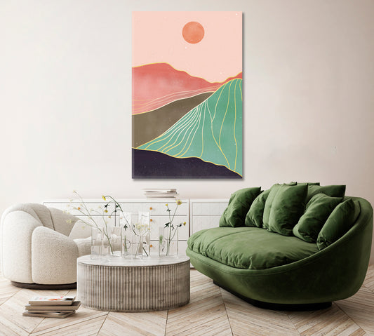 Abstract Japanese Mountain Landscape Canvas Print ArtLexy   