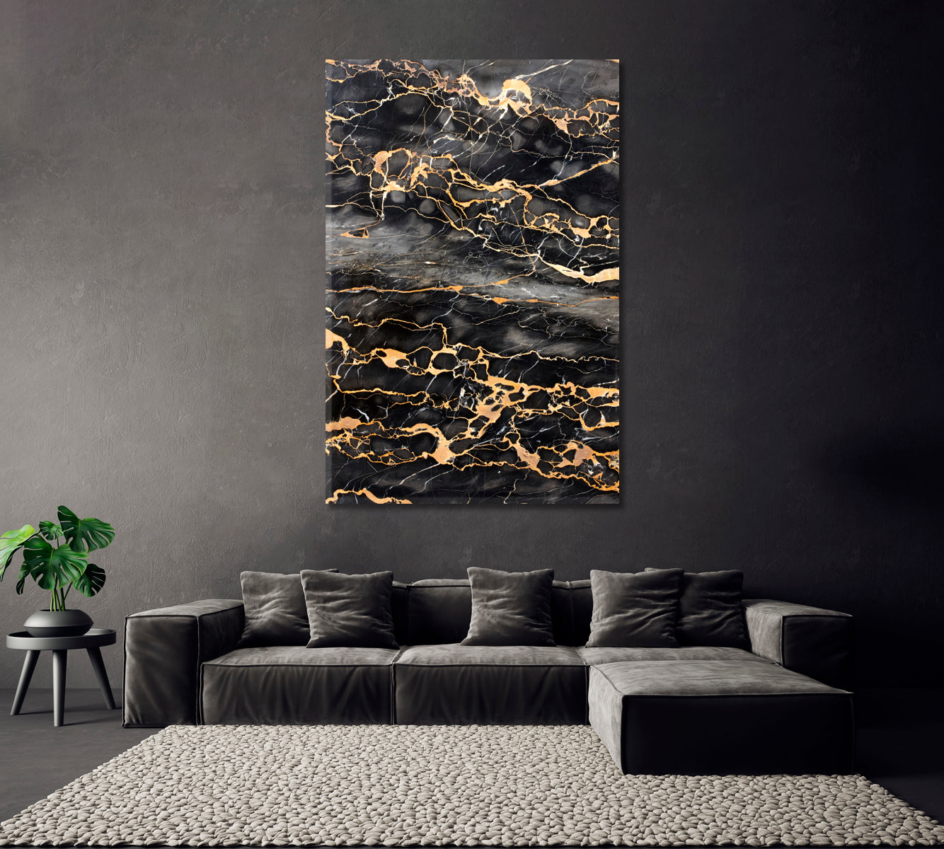 Black Marble with Golden Veins Canvas Print ArtLexy   