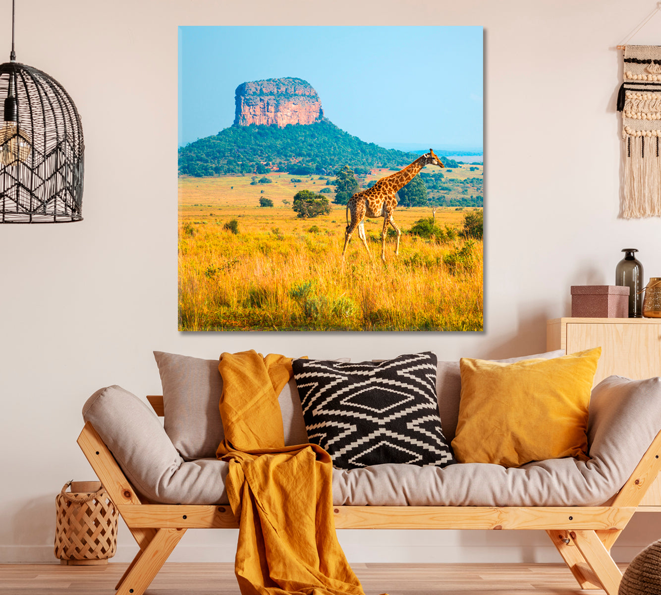 Giraffe in African Savanna Limpopo Province South Africa Canvas Print ArtLexy 1 Panel 12"x12" inches 