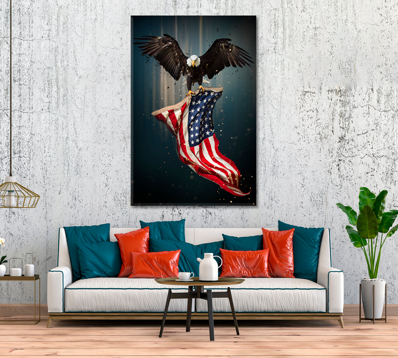 American Symbol Bald Eagle with Flag – ArtLexy