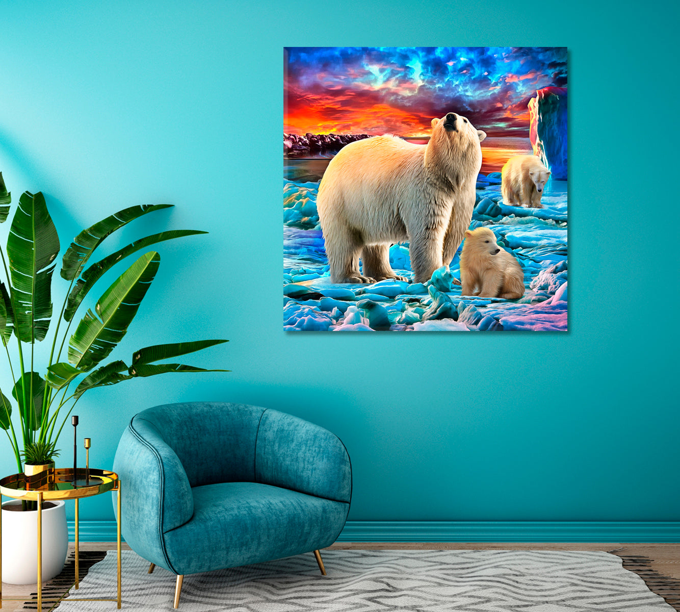 Polar Bear Family Canvas Print ArtLexy   
