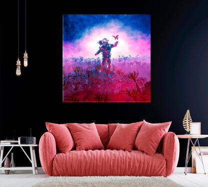 Astronaut with Butterfly Canvas Print ArtLexy   