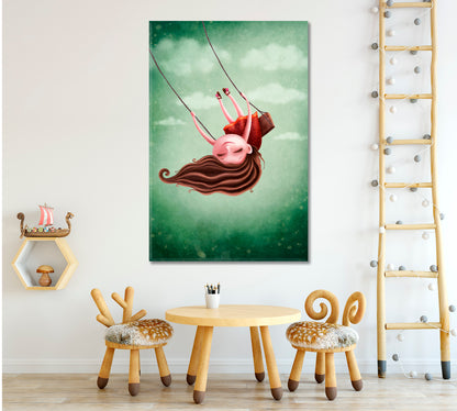 Little Girl on Swing Canvas Print ArtLexy   