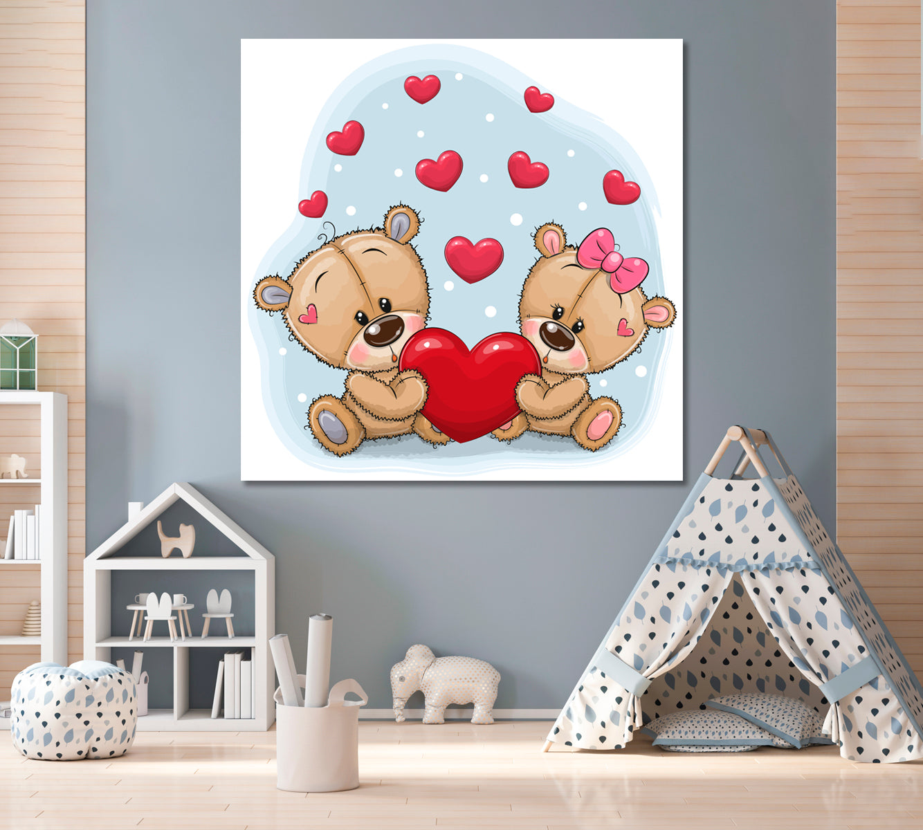 Teddy Bears with Heart Canvas Print ArtLexy   