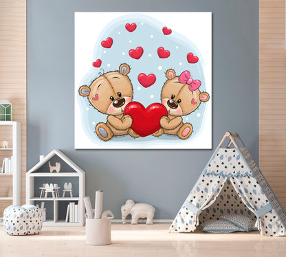Teddy Bears with Heart Canvas Print ArtLexy   