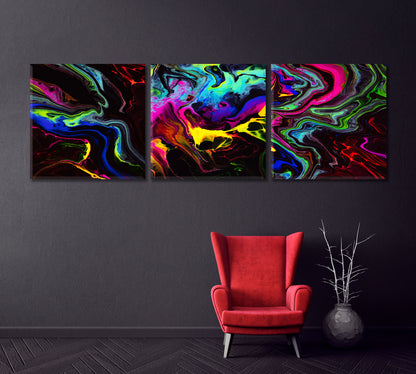 Set of 3 Squares Abstract Colorful Marble Canvas Print ArtLexy   