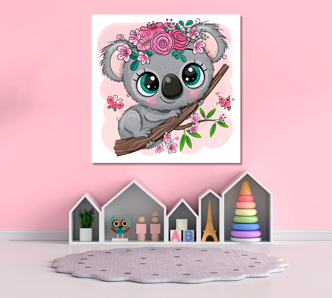 Cute Koala with Flowers Canvas Print ArtLexy   