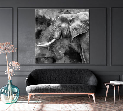 Artistic Black & White Elephant Canvas Print ArtLexy   